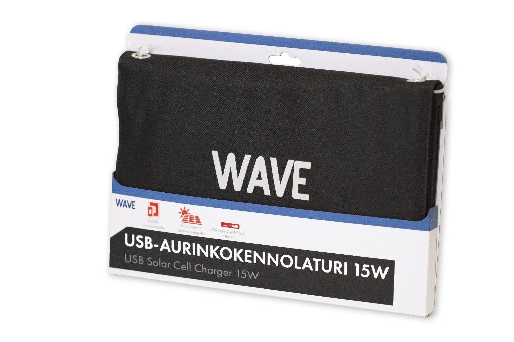 Wave 15W Aurinkokennolaturi USB-C ja USB-A liitännällä