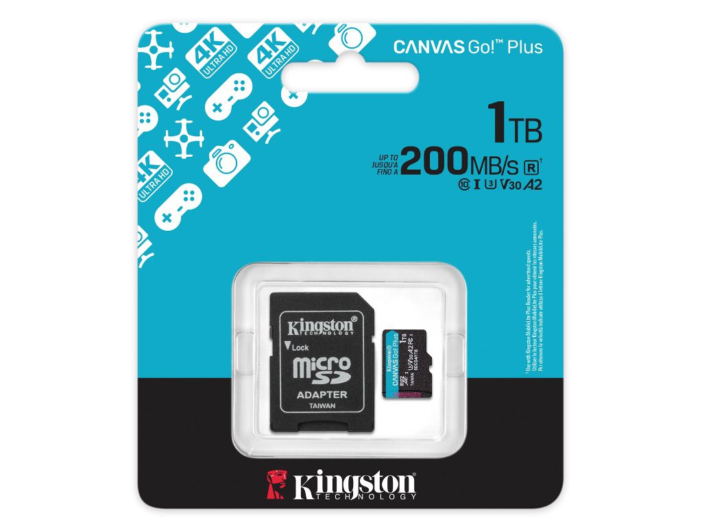 1TB Kingston Canvas Go! Plus microSD muistikortti – Dronet, Action-kamerat ja Pelit