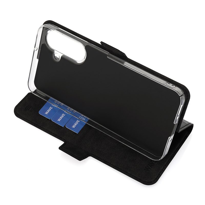 Samsung A26 suojakotelo Wave Book Case musta suojakotelo Samsung Galaxy A26 5G puhelimelle