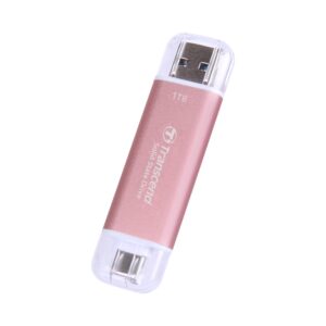 Transcend ESD310 USB-C ja USB-A 1TB ulkoinen SSD pinkki