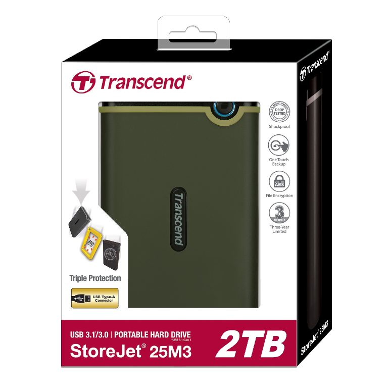 Transcend StoreJet 2TB iskunkestävä ulkoinen kovalevy Transcend 2TB ulkoinen kovalevy