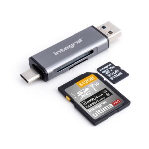 SD ja microSD muistikortinlukija USB-C ja USB-A