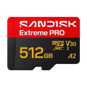 SanDisk Extreme PRO 512GB microSD-muistikortti U3 V30 5K- ja 4K-videoon