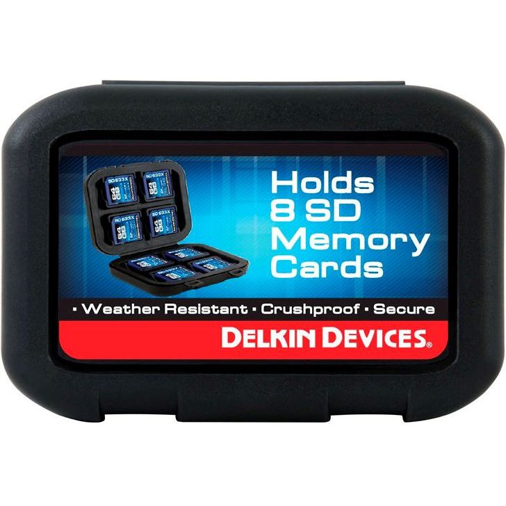 Delkin SD -muistikorttikotelo 8 x SDHC tai SDXC SD -muistikorttikotelo 8 SD, SDHC tai SDXC kortille