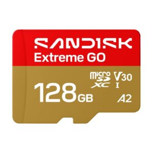SanDisk Extreme GO 128GB microSDXC U3 V30 A2 -muistikortti 4K-videokuvaukseen